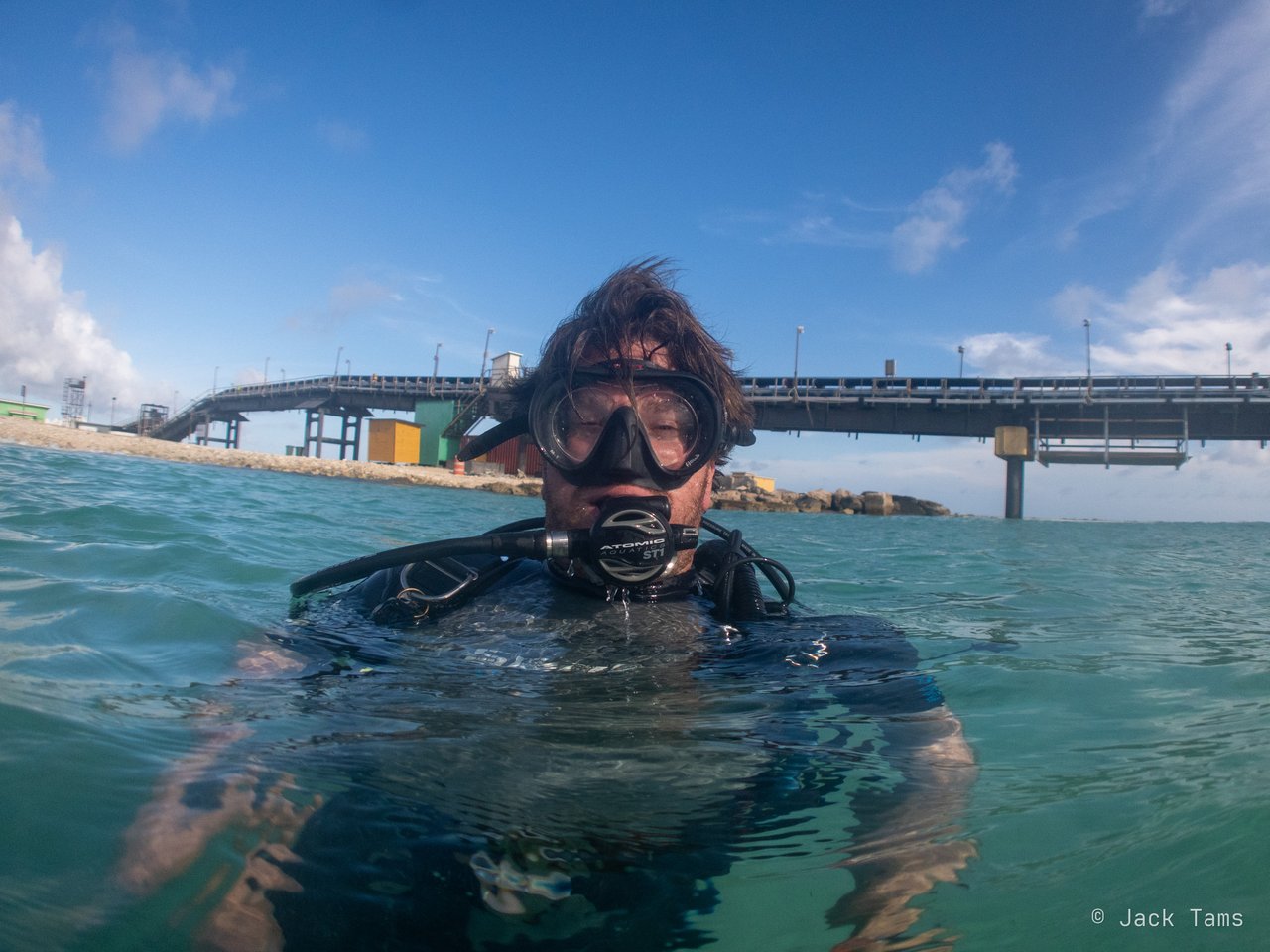 At the surface by the Salt Pier at the start of my 400th dive.