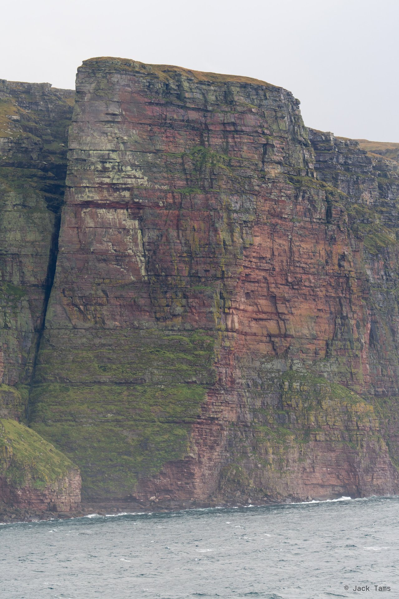 The red sandstone cliffs of Hoy from the ferry.
