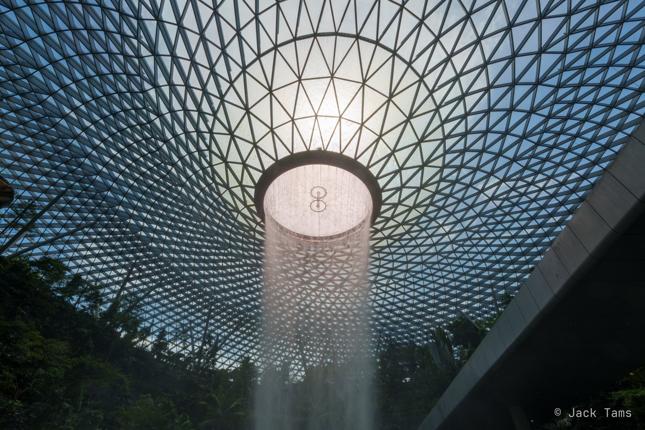 The Rain Vortex falling through the Jewel at Changi.