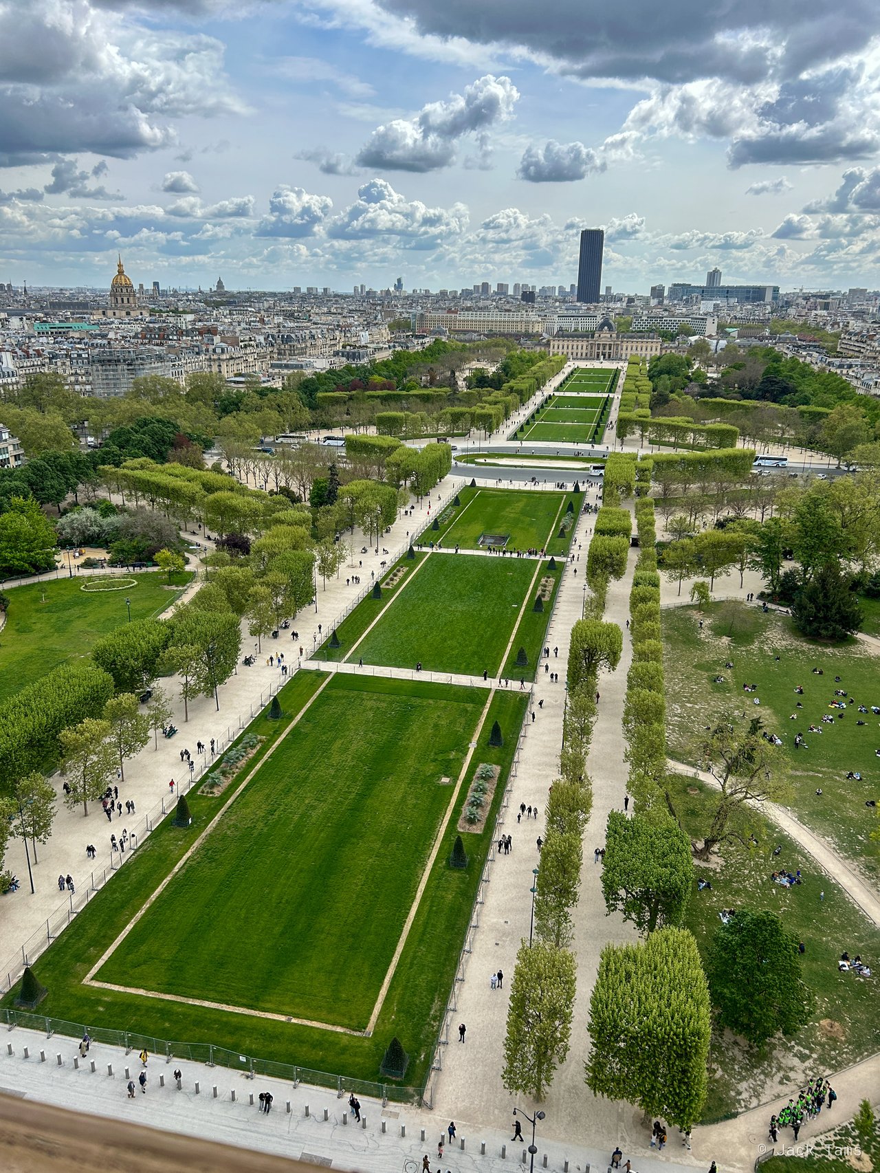 The Champ de Mars from the top of the tower.
