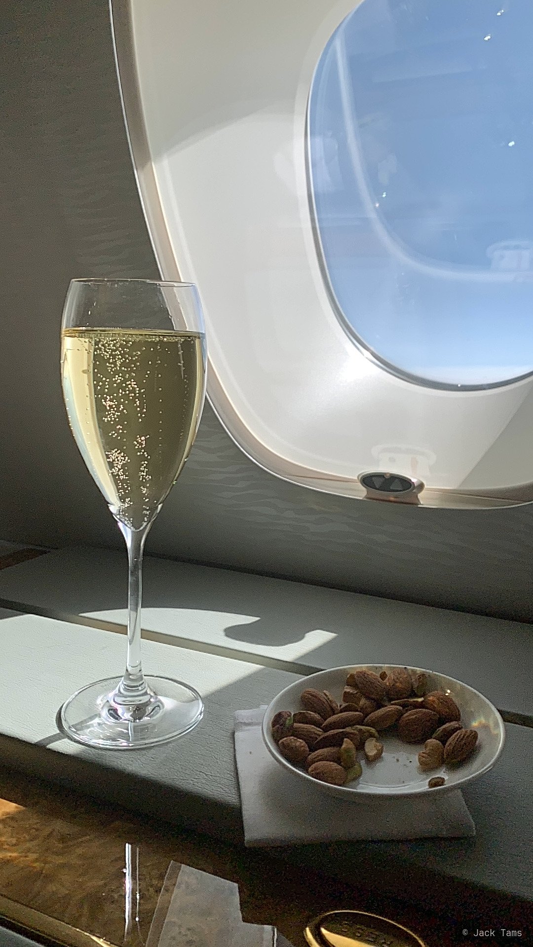 Champagne and nuts.