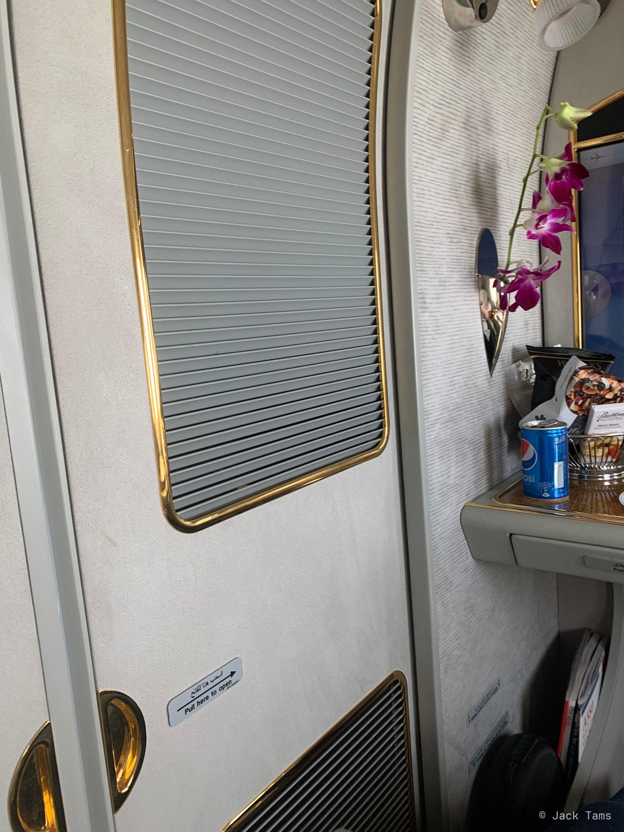 The suite's minibar, by its sliding door.