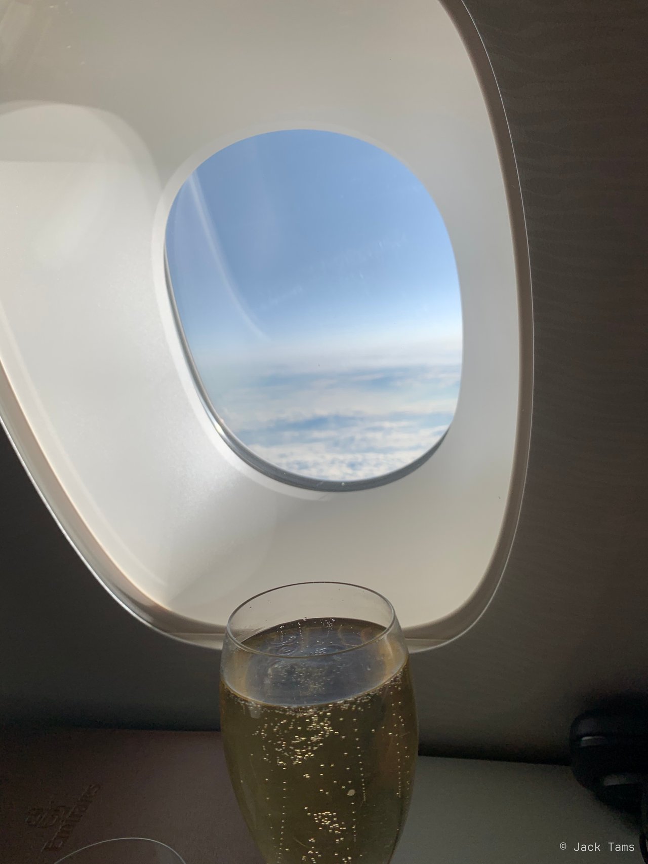 Champagne at the window.
