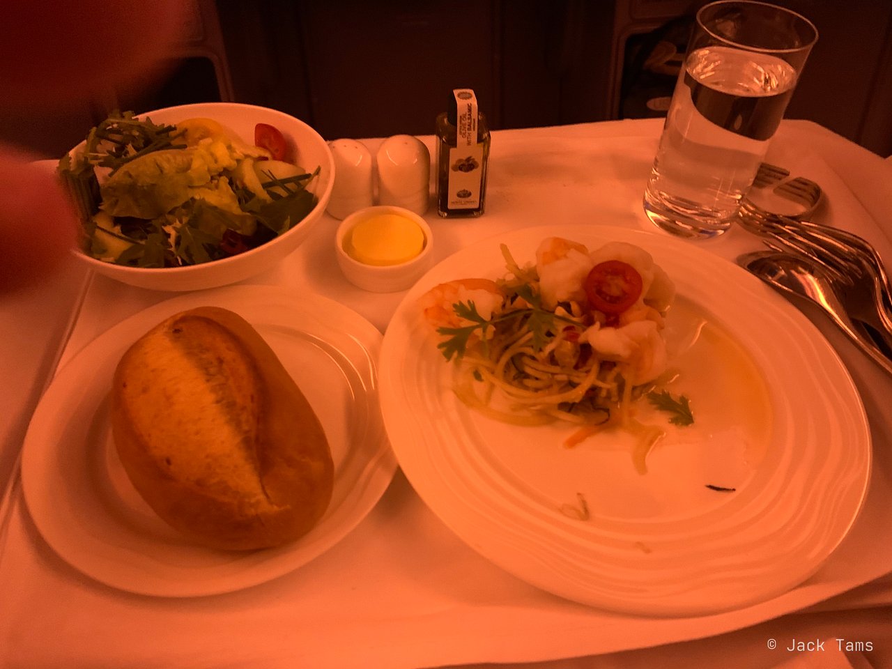 The starter, the salad and the garlic bread.
