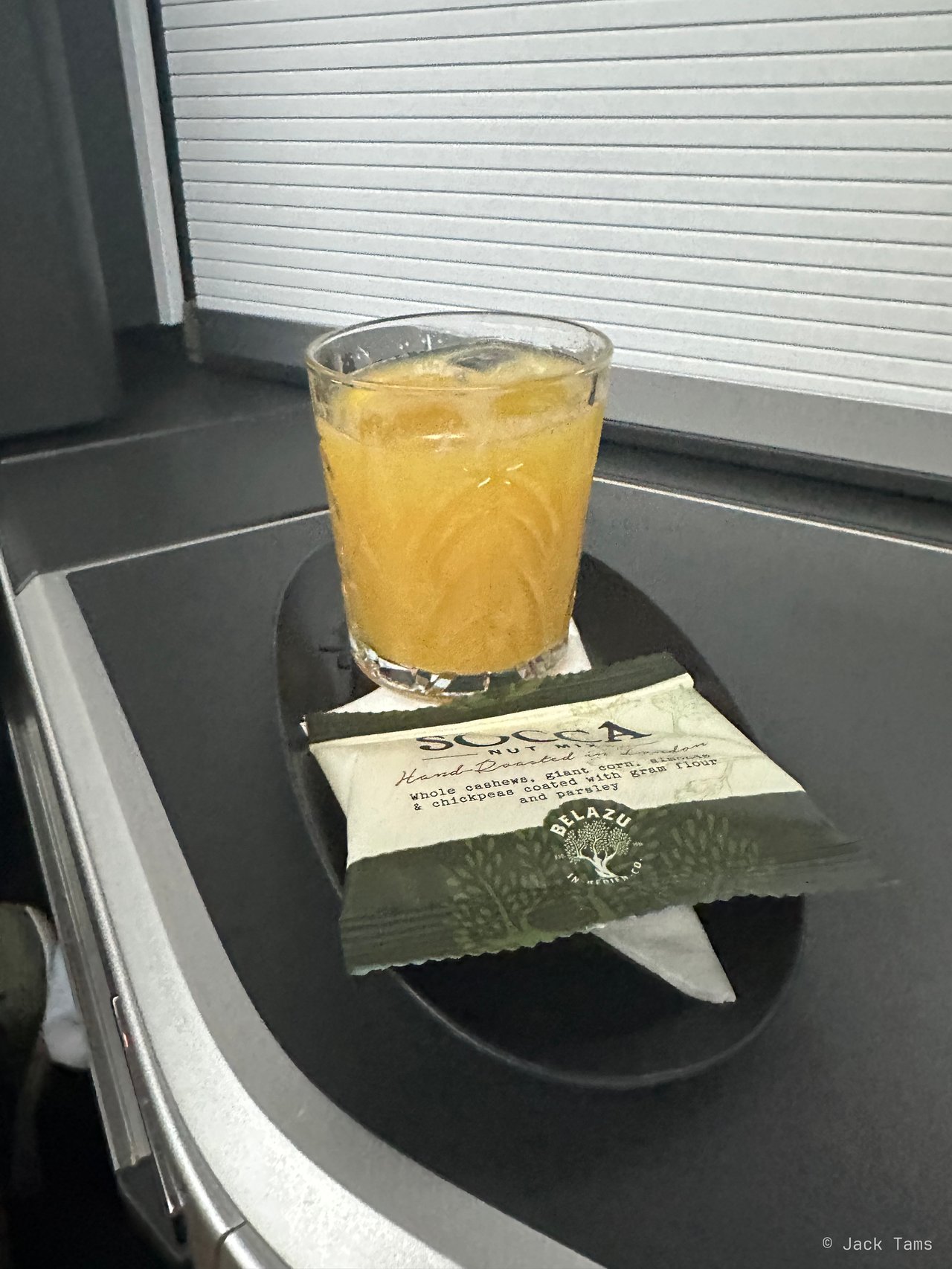 An orange drink and nuts once we were up.