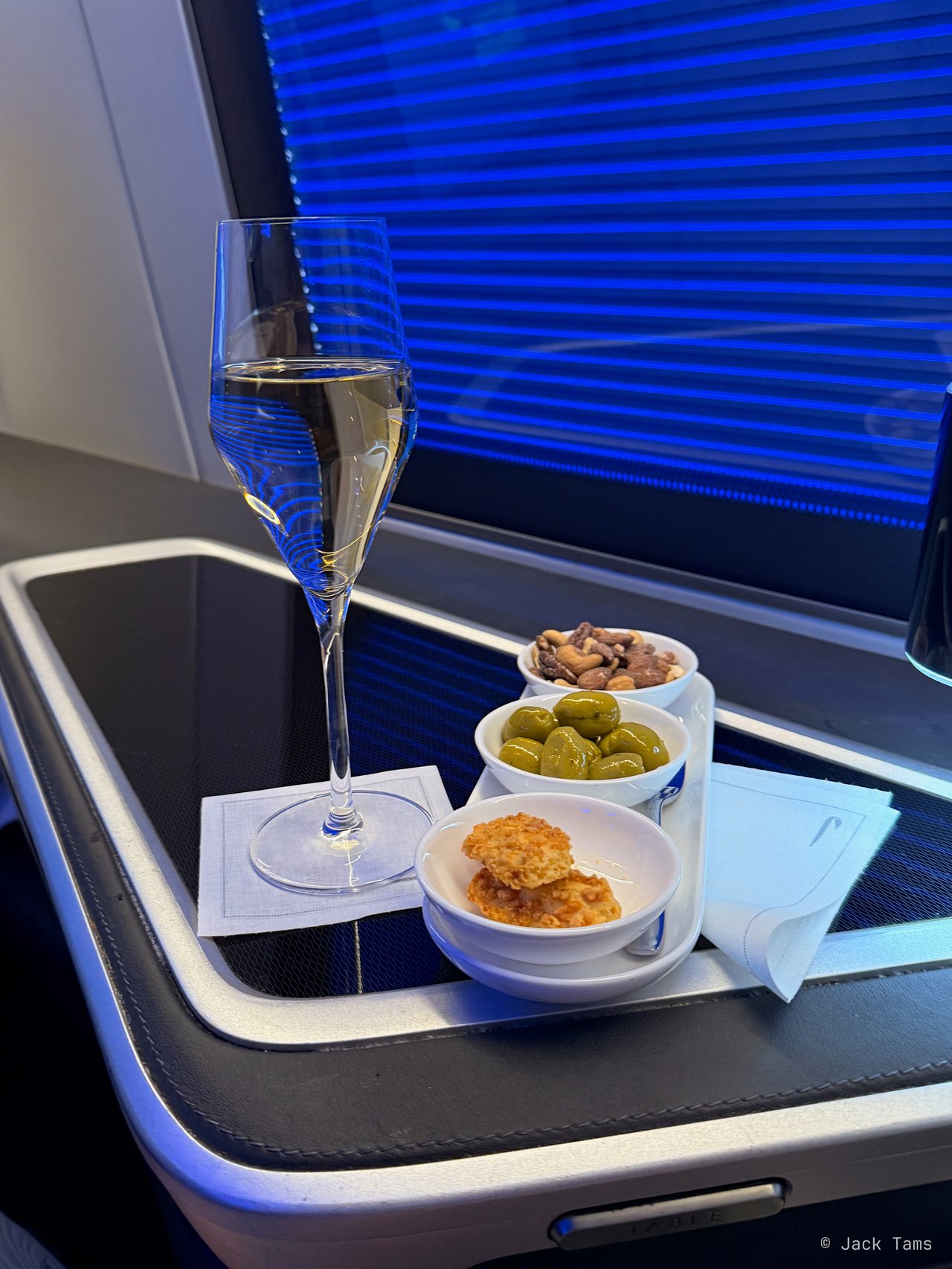 Champagne and nibbles.