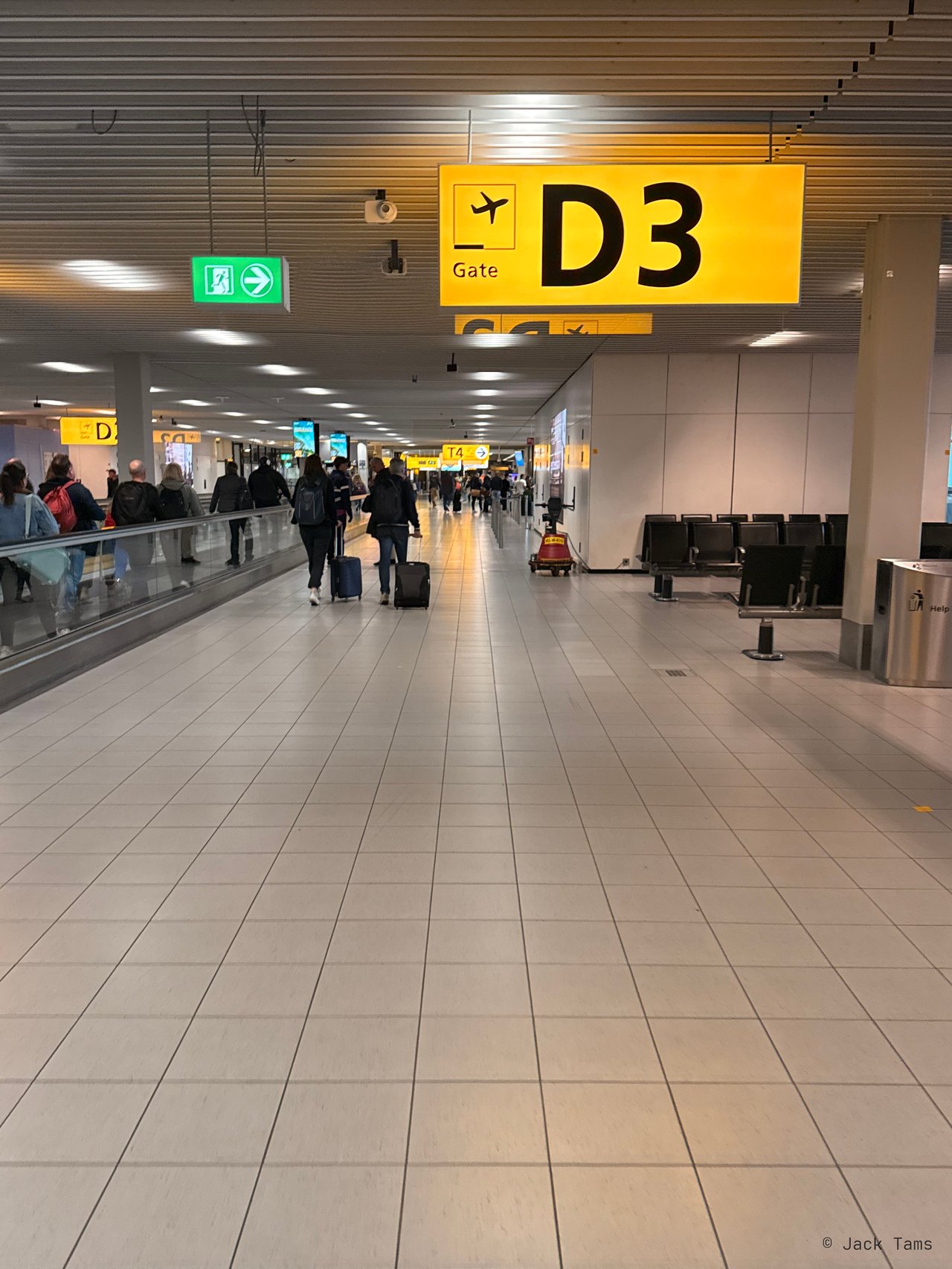 Along the D pier at Schiphol to make the connection.