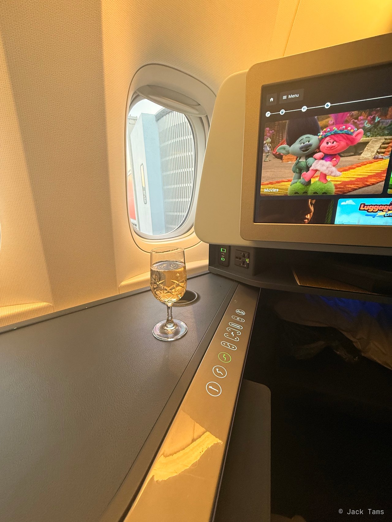 Champagne at the window in 8A.