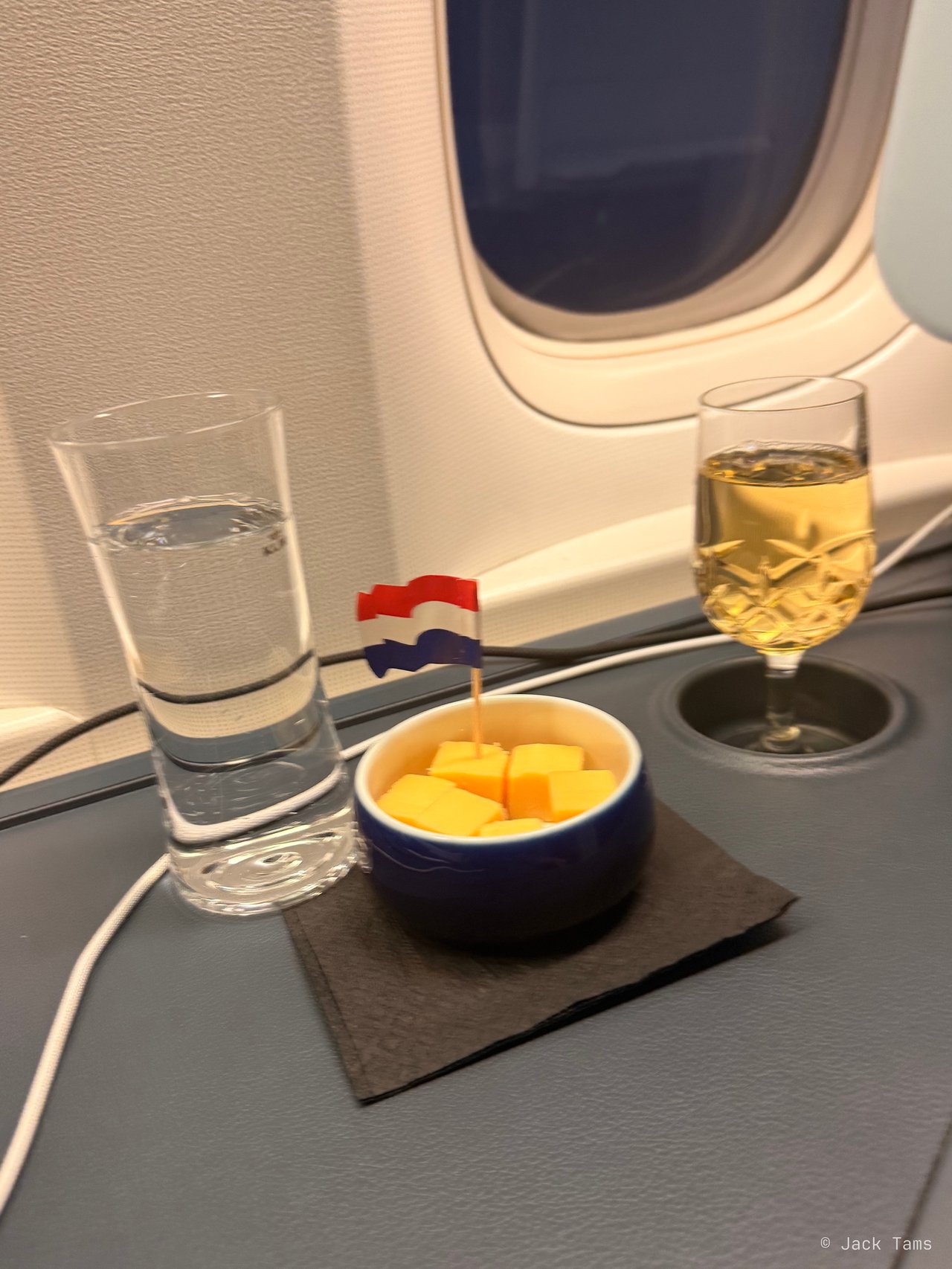 Dutch cheese with a Dutch flag, and Champagne.
