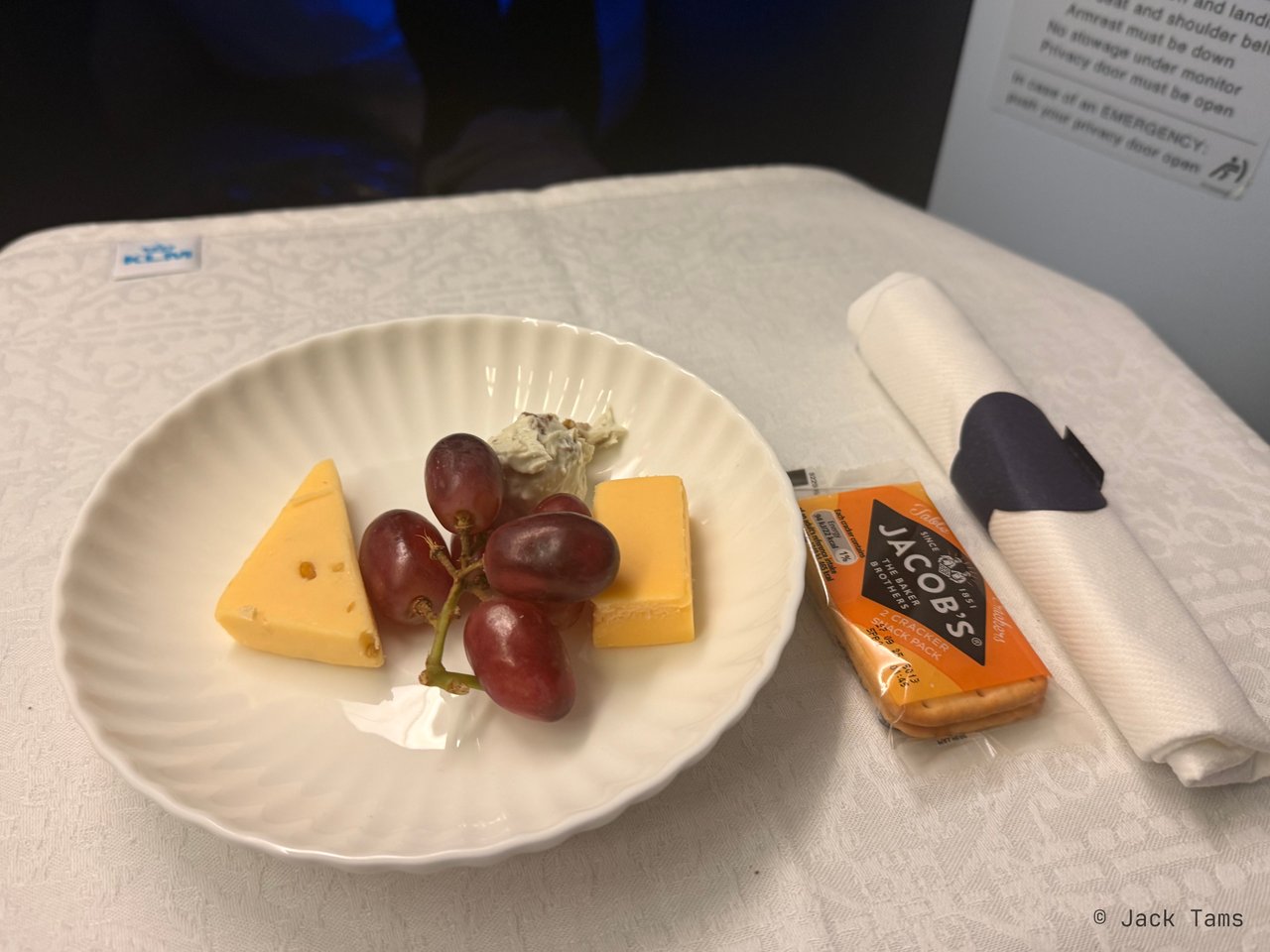Beemster Royal, fenugreek cheese and blue cheese, with grapes and crackers.