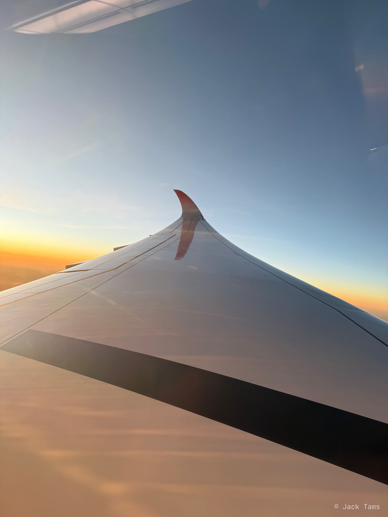 Sunset over the wing.