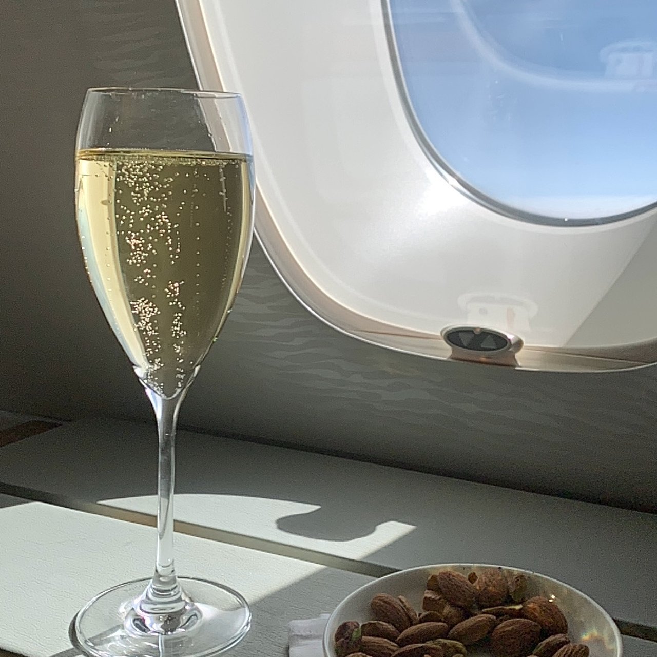 Champagne and nuts.