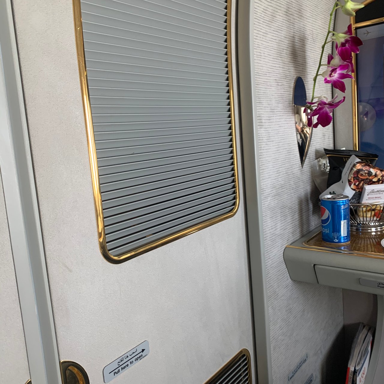 The suite's minibar, by its sliding door.