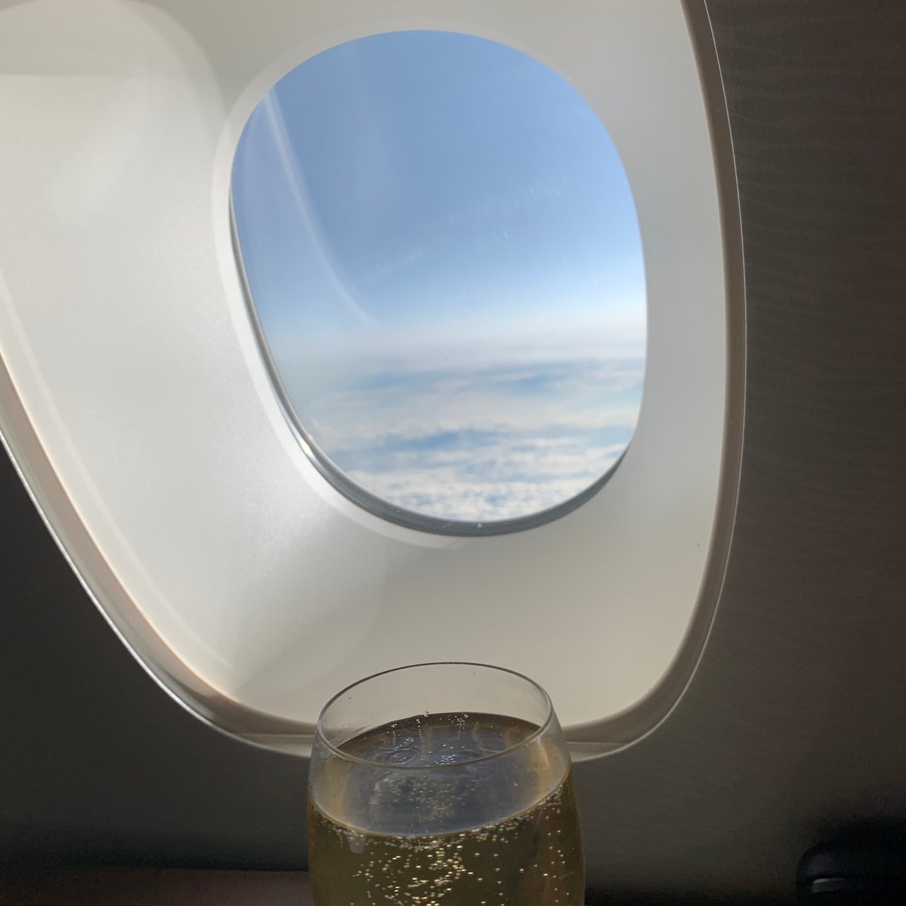 Champagne at the window.