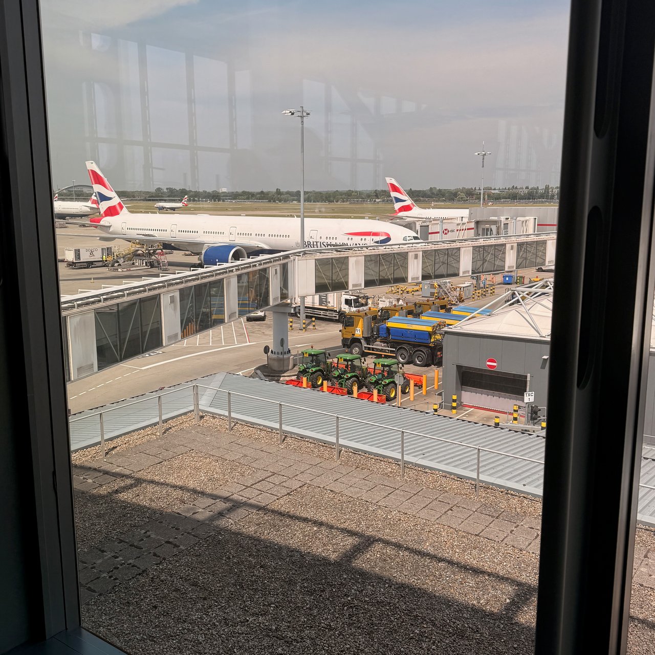 BA aircraft at the satellite, from the gate.
