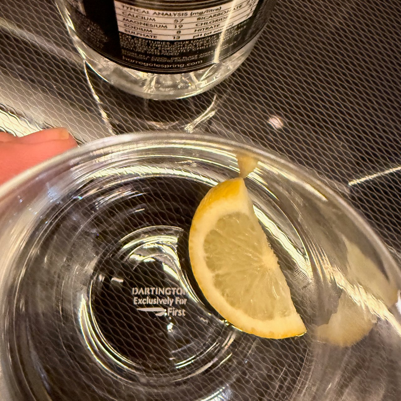 A drink in Dartington crystal, made for BA First.