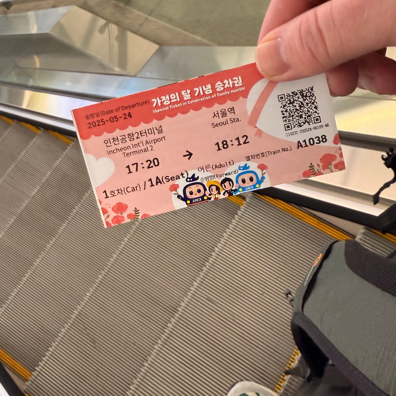 The AREX express ticket into Seoul Station, a Family Month special.