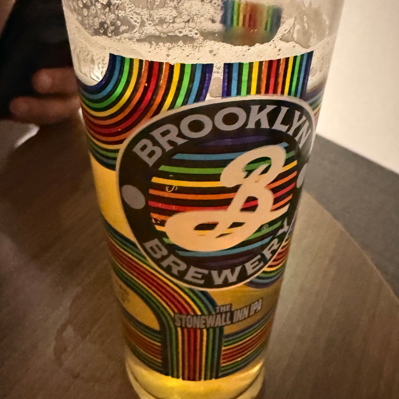 A Brooklyn Stonewall Inn IPA in the Leeds Bradford lounge, half its size during the refurbishment and packed after the day's cancellations.