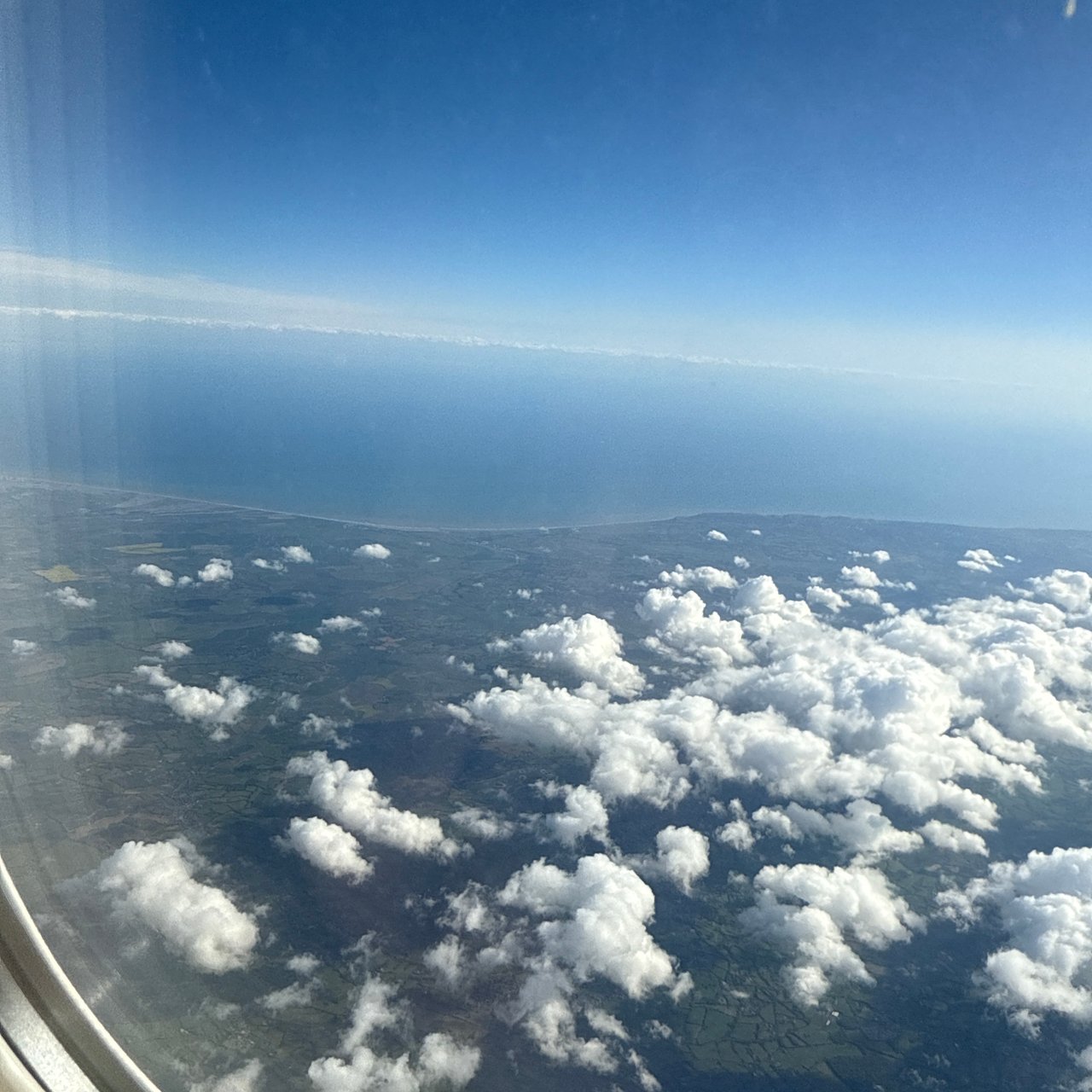 Above the clouds over England.
