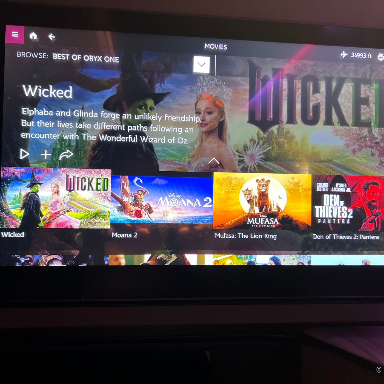 Qatar's Oryx One films on the big screen, at 34,993 ft.