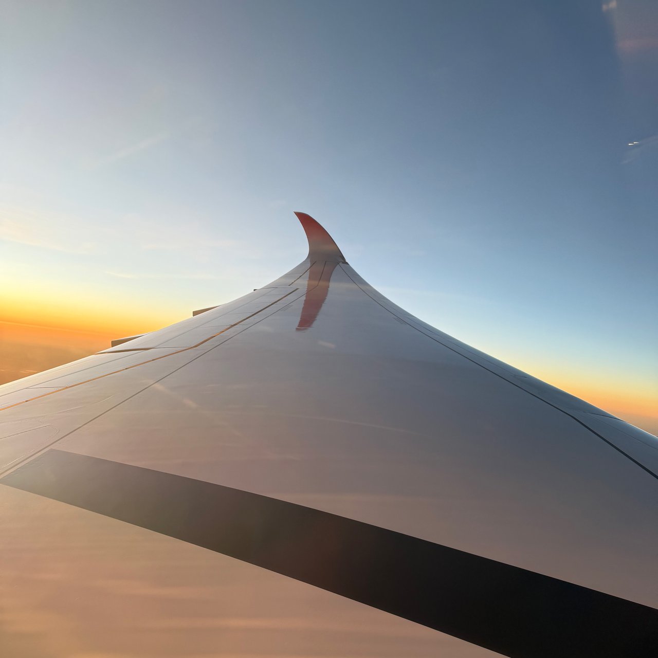 Sunset over the wing.