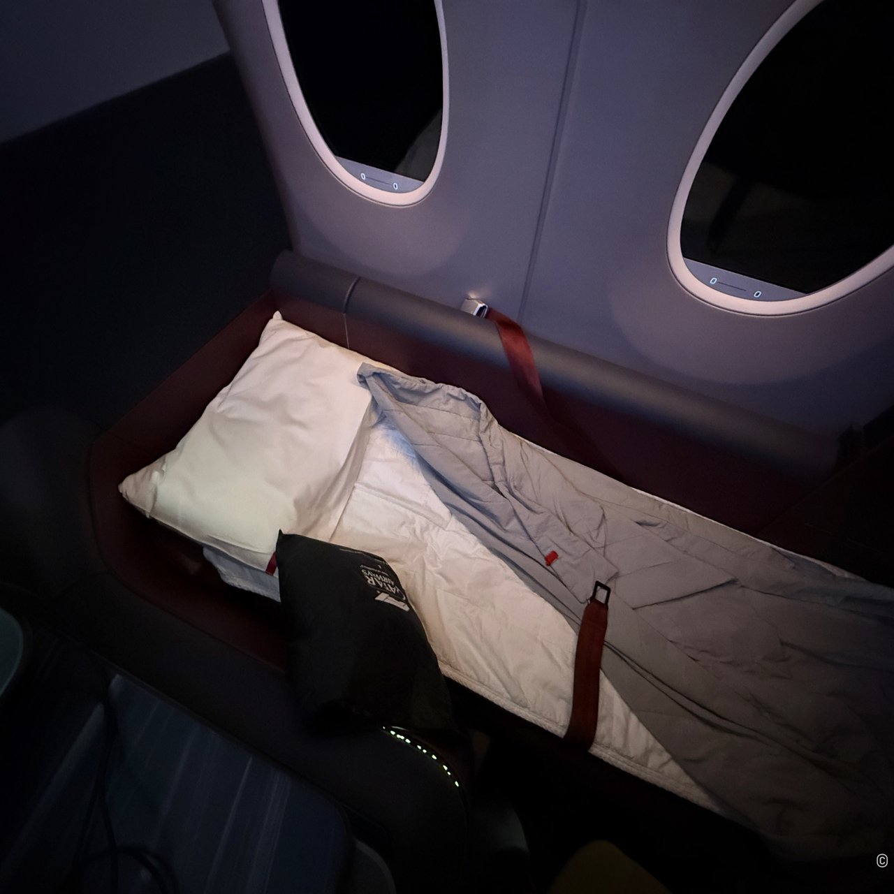 The suite made up as a bed.