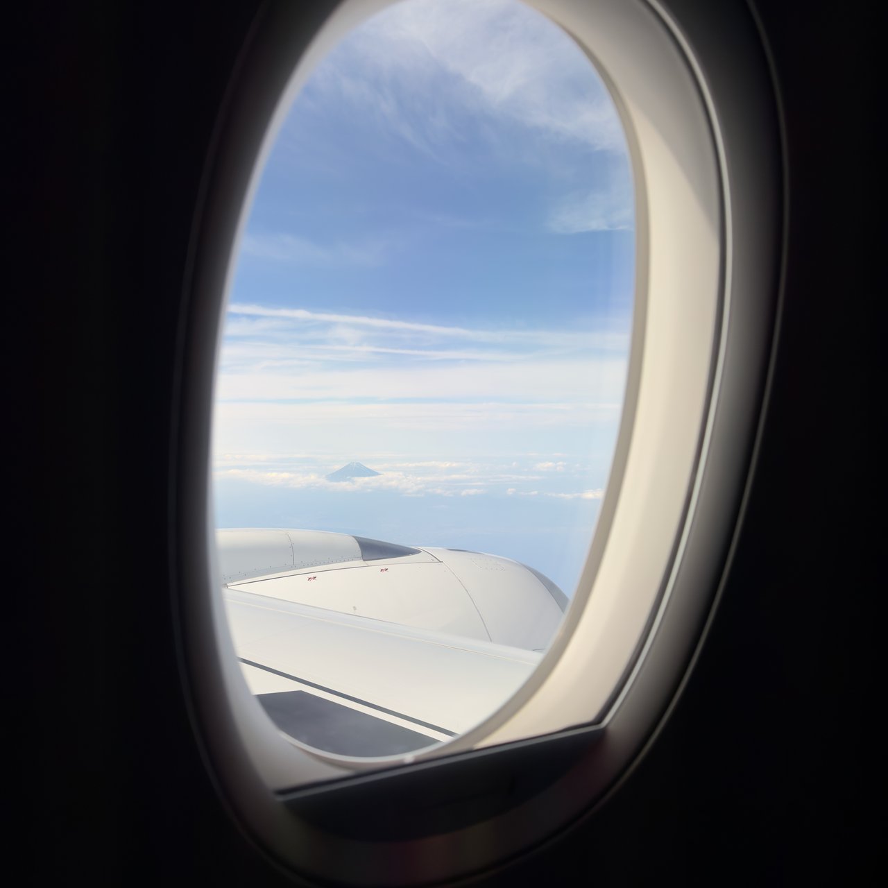 Mount Fuji out of the window on the way into Haneda.